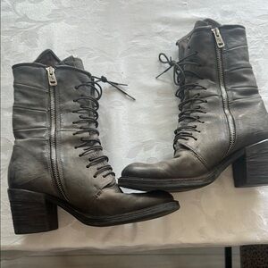 A.S.98 Gray Lace Up Boots